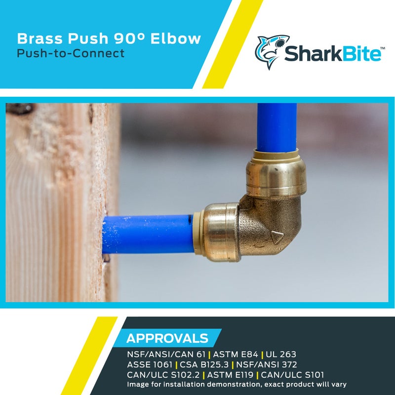 SharkBite 2 Inch 90 Degree Elbow, Push to Connect Brass Plumbing Fitting, Copper, PEX Pipe, Copper, CPVC, PE-RT, HDPE, UXL0254 - Image 5